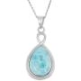 Natural Larimar Sterling Silver Pendant Necklace Vintage Style with 18'' Silver Chain Necklace for Women