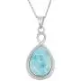 Natural Larimar Sterling Silver Pendant Necklace Vintage Style with 18'' Silver Chain Necklace for Women Natural Larimar Sterling Silver Pendant Necklace Vintage Style with 18'' Silver Chain Necklace for Women