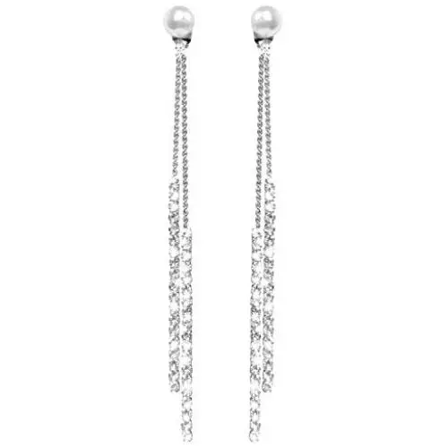 Fashion Long Tassel Crystal Pearl Two Ways Wear Cubic Zirconia Hypoallergenic & Nickel Free Stud Drop Dangle Earrings Jewelry for Girls Women, Chic Silver Fashion Long Tassel Crystal Pearl Two Ways Wear Cubic Zirconia Hypoallergenic & Nickel Free Stud Drop Dangle Earrings Jewelry for Girls Women, Chic Silver