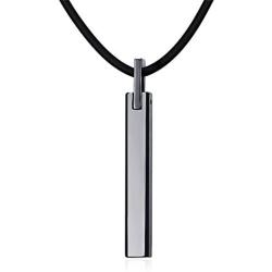 VNOX Free Engraving Tungsten Carbide Vertical Bar Pendant Necklace for Men Women,Free Chain 20''