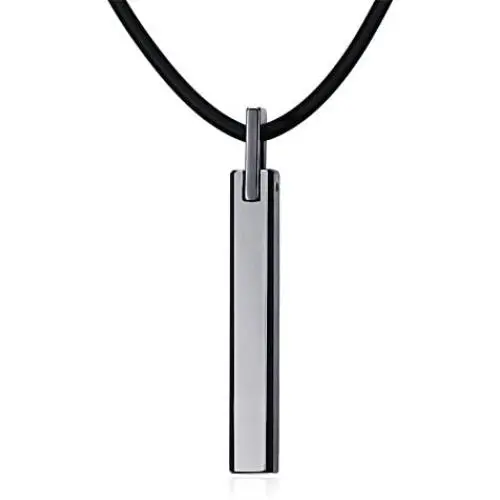 VNOX Free Engraving Tungsten Carbide Vertical Bar Pendant Necklace for Men Women,Free Chain 20''