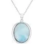 Sterling Silver Oval Natural Larimar Pendant with 18'' Chain