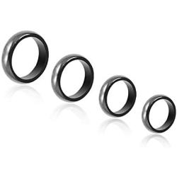 COLORFUL BLING 2Pcs Black Hematite Stone Magnetic Rings Necklace Set Anxiety Absorb Negative Energy Balance Chakra Healing Jewelry for Women Men(6MM)