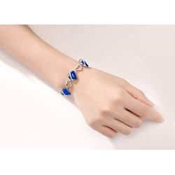 Leafael Infinity Love Heart Link Bracelet with Birthstone Crystal, Womens Gifts, Silver-Tone, 7'' with 2'' Extender