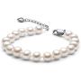 Pearl Bracelets for Women Freshwater Cultured White Round Sterling Silver Genuine Pearl Bracelet for Girls 6-6.5mm/6.5-7.5mm/7.5-8.5mm