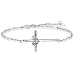 YZSFMZGE Cross Bracelet for Women 925 Sterling Silver Adjustable Bracelet