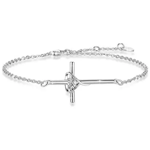 YZSFMZGE Cross Bracelet for Women 925 Sterling Silver Adjustable Bracelet YZSFMZGE Cross Bracelet for Women 925 Sterling Silver Adjustable Bracelet