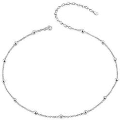 Gapudt S925 Sterling Silver Stars Moon Beads Choker Dainty Necklace for Women Jewelry