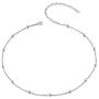 Gapudt S925 Sterling Silver Stars Moon Beads Choker Dainty Necklace for Women Jewelry
