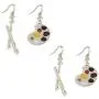 2 Pairs Unique Charm Chic Artist Matte Gold Plated Colorful Palette Paint Brush Asymmetric Dangle Drop Earrings Personality Creative Lightweight Painter Jewelry for Women Girls Art Teacher Gifts 2 Pairs Unique Charm Chic Artist Matte Gold Plated Colorful Palette Paint Brush Asymmetric Dangle Drop Earrings Personality Creative Lightweight Painter Jewelry for Women Girls Art Teacher Gifts