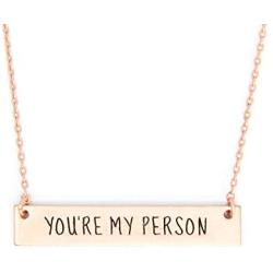 Me Plus Inspirational Horizontal Engraved Bar Pendant Necklace Youre My Person