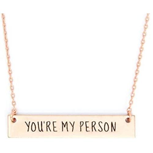 Me Plus Inspirational Horizontal Engraved Bar Pendant Necklace Youre My Person