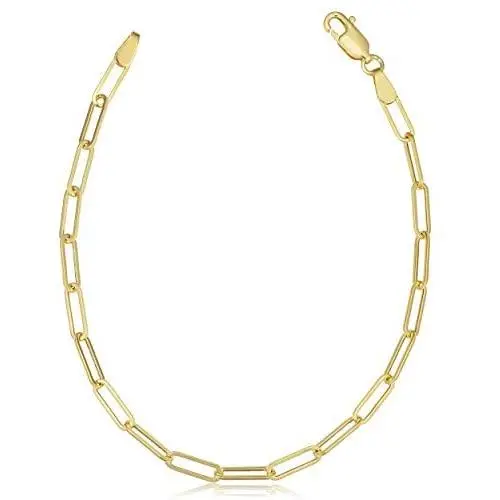 14k Yellow Gold Paperclip Chain Bracelet, 7'' 14k Yellow Gold Paperclip Chain Bracelet, 7''