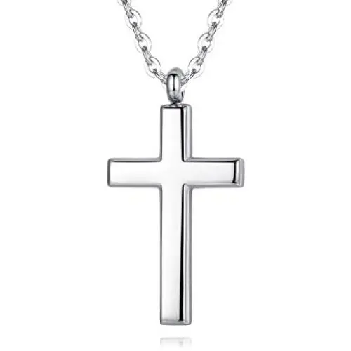 REVEMCN Cross Necklace for Men Women Kids, Silver Gold Black Stainless Steel Simple Cross Pendant Necklace 18-22 Inches Chain