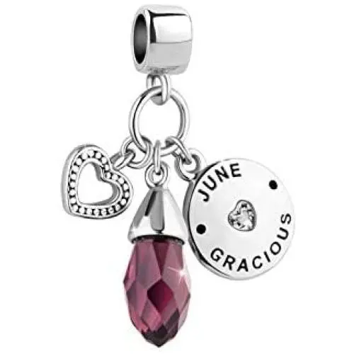 SBI Jewelry Birthday Birthstone Charm for Bracelets Heart Pendant Engraved January- December Dangle Charm for Women Girls