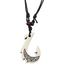 KEYCHIN Maori Fishhook Bone Pendant Jewellery Hawaiian Hand Carved Bone Fish Hook Necklace New Zealand Ethnic Tribal Style Gift for Men