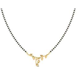 CaratLane Chayla Leafy Gold Mangalsutra in 18 K Yellow Gold with Jewelry Gift Box