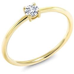 Gem Stone King 10K Yellow Gold Lab Grown Diamond Women Solitaire Engagement Ring (0.17 Ct Round G-H Color Available in size 5, 6, 7, 8, 9)