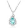 .925 Sterling Silver Pear Cut Created Aquamarine & Created White Sapphire Teardrop 18'' Pendant Necklace and Stud Earring March Birthstone Jewelry Set