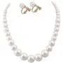 HAPPYAN Handmade Faux Pearl Necklace and Clip on Earrings Jewelry Sets for Women Bib Choker Collar Necklace