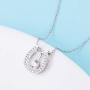 ACJNA 925 Sterling Silver Lucky Horseshoe with CZ Cute U Pendant Necklace Women Jewelry Set