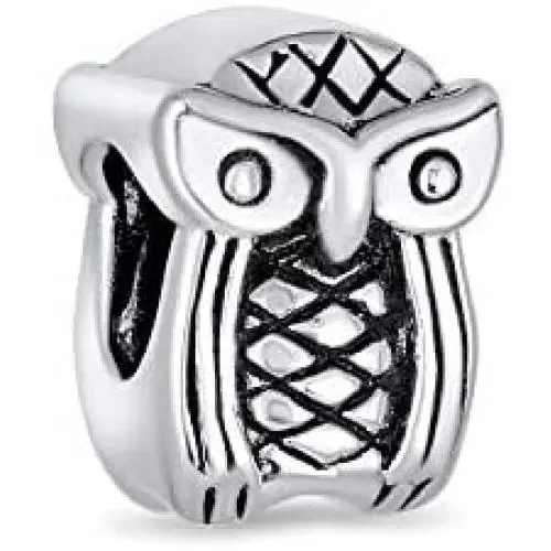 Wise Graduate Owl Bird Charm Bead For Women Student For Teen Oxidized .925 Sterling Silver Fits European Charm Bracelet Wise Graduate Owl Bird Charm Bead For Women Student For Teen Oxidized .925 Sterling Silver Fits European Charm Bracelet