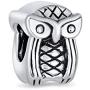 Wise Graduate Owl Bird Charm Bead For Women Student For Teen Oxidized .925 Sterling Silver Fits European Charm Bracelet