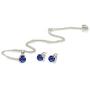 Sterling Silver Genuine or Synthetic Gemstone 5mm Round Solitaire Pendant Necklace & Stud Earrings Set