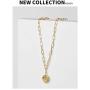18k Gold Plated Medallion Necklace Coin Pendant Round Circle Disk Minimalist Jewelry for Women Teen Girls 18”