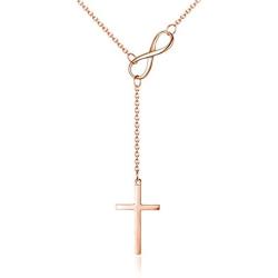 Infinity Cross Pendant Y Necklace Lariat Style | .925 Sterling Silver | 3 Finishes Available