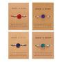 HUNO 4Pcs/Pack Handmade Druzy Wrap Friendship Braided Bracelet Adjustable Wrist Cord Beaded Bracelet for Women Girls Wish Card Jewelry