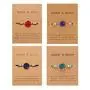 HUNO 4Pcs/Pack Handmade Druzy Wrap Friendship Braided Bracelet Adjustable Wrist Cord Beaded Bracelet for Women Girls Wish Card Jewelry
