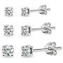 3 Pair Set Sterling Silver Cubic Zirconia Round Stud Earrings Set, 3mm 4mm 5mm 3 Pair Set Sterling Silver Cubic Zirconia Round Stud Earrings Set, 3mm 4mm 5mm