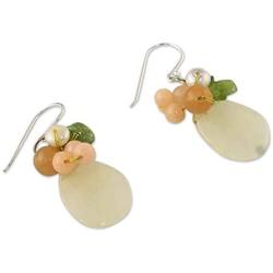 NOVICA Quartz White Cultured Freshwater Pearl .925 Sterling Silver Beaded Earrings Soft Drops