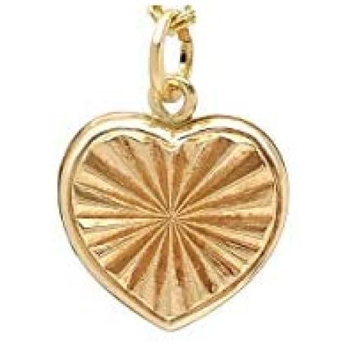 Pori Jewelers 14K Solid Yellow Gold Heart Charm Pendants- Multiple Styles Available