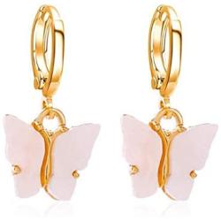 5 Pairs Butterfly Earrings Acrylic Gold Colored Drop Earrings Sweet Colorful Animal Butterfly Stud Earrings Boho Delicate Insect Dangle Earrings Party Jewelry for Women Girl