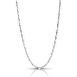 Authentic Solid Sterling Silver Franco Box Link .925 Rhodium Necklace Chains 1MM - 5.5MM, Silver Chain for Men & Women, Made In Italy, Next Level Jewelry