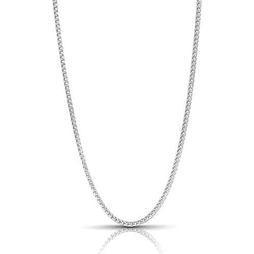 Authentic Solid Sterling Silver Franco Box Link .925 Rhodium Necklace Chains 1MM - 5.5MM, Silver Chain for Men & Women, Made In Italy, Next Level Jewelry