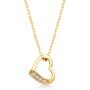 GELIN Open Heart Pendant Necklace with Genuine Diamond in 14k Yellow Gold, Love Jewelry for Women