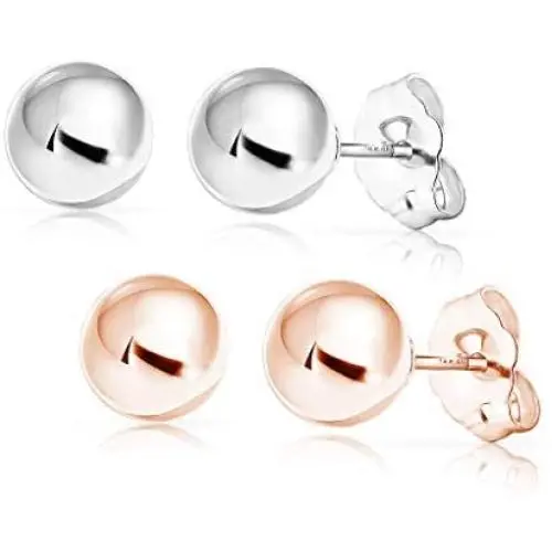 SOLIDGOLD - 14K Gold Filled 8mm Ball Stud Earrings 2-3 pair set | Yellow, Rose & White Gold SOLIDGOLD - 14K Gold Filled 8mm Ball Stud Earrings 2-3 pair set | Yellow, Rose & White Gold