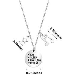 KUIYAI Eat Sleep Hamilton Repeat Necklace with Music Charm Hamilton Necklace Musical Jewelry Theatre Lover Gift