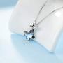 AOBOCO Sterling Silver Chasing Butterfly Pendant Necklace Embellished with Crystals from Austria, Fine Anniversary Birthday Butterfly Jewelry Gifts for Women - Morpho Helena Butterfly Series