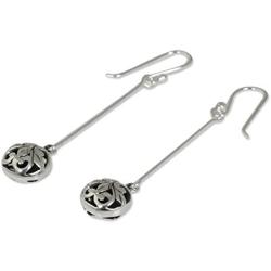 NOVICA .925 Sterling Silver Dangle Earrings Filigree Charm