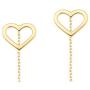 GELIN Open Heart Earrings Women Ear Line Dangle Drop Earrings in 14k Solid Gold
