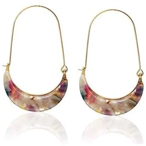 KaFu Moon Shape Acrylic Resin Earrings Tortoise Shell Leopard Mottled Hoop Earrings Wire Dangle Earrings for Women Girls Bohemian Statement Jewelry KaFu Moon Shape Acrylic Resin Earrings Tortoise Shell Leopard Mottled Hoop Earrings Wire Dangle Earrings for Women Girls Bohemian Statement Jewelry