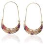 KaFu Moon Shape Acrylic Resin Earrings Tortoise Shell Leopard Mottled Hoop Earrings Wire Dangle Earrings for Women Girls Bohemian Statement Jewelry