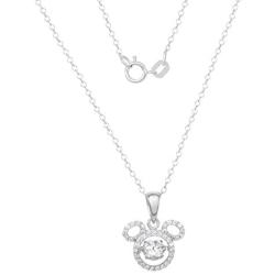 Disney Mickey Mouse or Minnie Mouse Jewelry Sterling Silver Dancing Cubic Zirconia Pendant Necklace