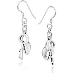 Romantic Key to My Heart .925 Sterling Silver Dangle Earrings