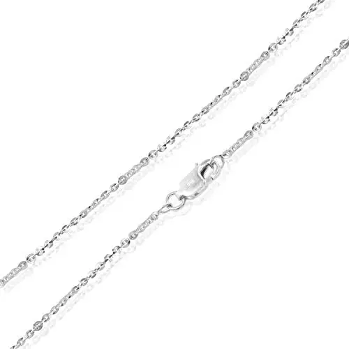 Sea of Ice Sterling Silver 1mm Sparkle Paillette Chain Necklace for Women, Size 14'' - 36'' Italy Sea of Ice Sterling Silver 1mm Sparkle Paillette Chain Necklace for Women, Size 14'' - 36'' Italy