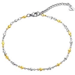 HooAMI Stainless Steel Heart Link Chain Anklet Bracelet Adjustable